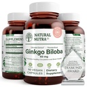 Natural Nutra Ginkgo Biloba, Improve Circulation to The Brain and Boosts Memory, Increases Oxygen Flow, and Enhancing Brain Function, Dukung Nerve Health, Vegan dan Gluten Free, (60) Capsules