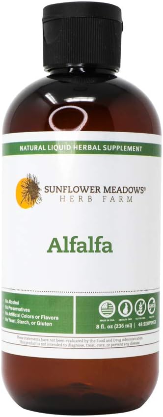 Alfalfa Liquid Herbal Supplement - 8oz- Alcohol- Free, Non- GMO, Dibuat dengan Organik Ingredians