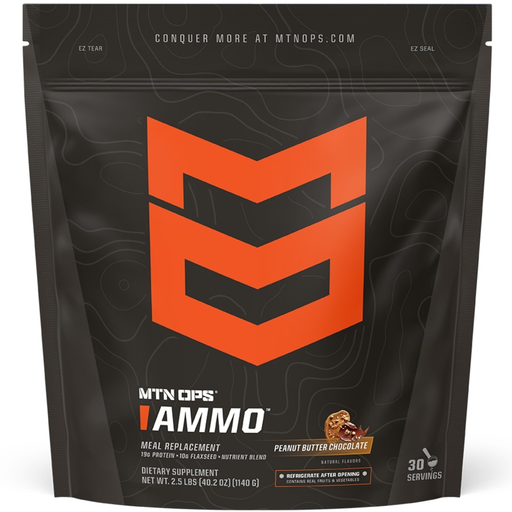 MTN OPS Ammo Protein Powder Pengganti Meal Shake untuk Lean Muscle Building, 28 Servings, Peanut Butter Chocolate
