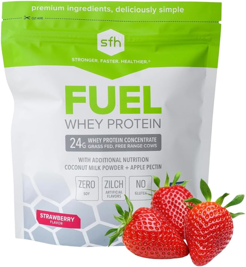 SFH Fuel Whein Powder Great Tasting Grass Fed Whey 124; MCT & Fiber for Energy 124; All Natural Alami 124; Soy Free, Gluten Free, No RBST, No Artificial Flavors (Strawberry (1.6lb Bag))