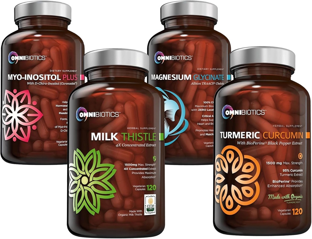 Turmeric Curcumin + Milk Thisle Capsules + Magnesium Glycinate + Myo- Inositol