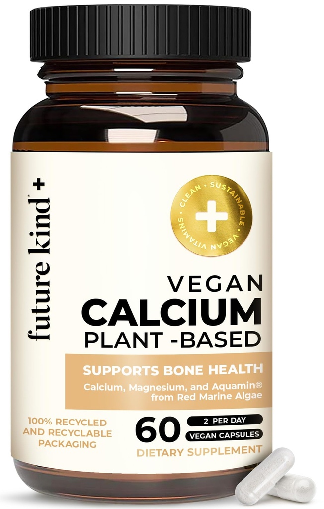 Suplemen Vegan Kalsium Masa Depan - Pembangkit Berbasis Kalsium Magnesium Bersumber dari Islandia untuk Dukungan Teeth & Bone (60 Kapsul)