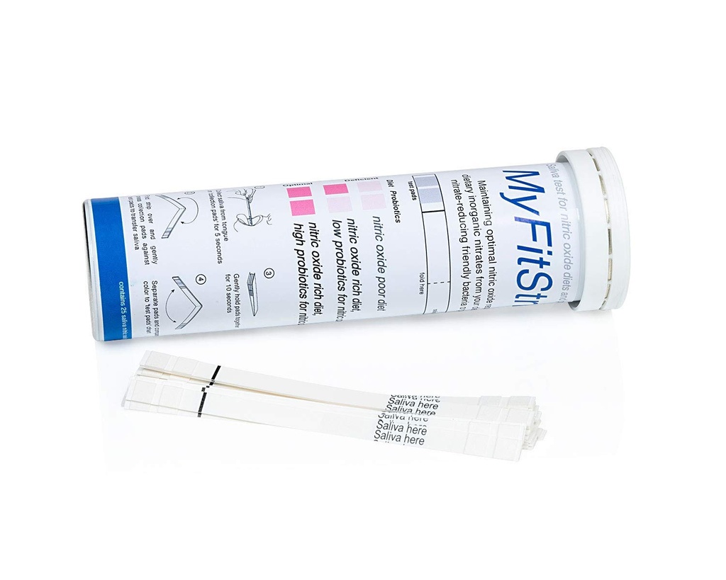 Strip Uji Nitric Oxide - Track Both Prebiotic Nitarker for Nitric Oxide by MyFitStrip - 25 Self Care Saliva Test Strip