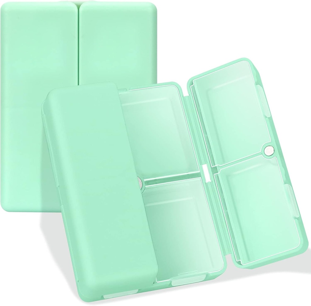 FYY Daily Pill Organizer, 7 Comparts Pill Case Travel Pill Organizer, [Folding Design] Pill Box for Purse Pocket to Hold Vitamin, Cod Liver Oil, Suplemen dan Medication- Green
