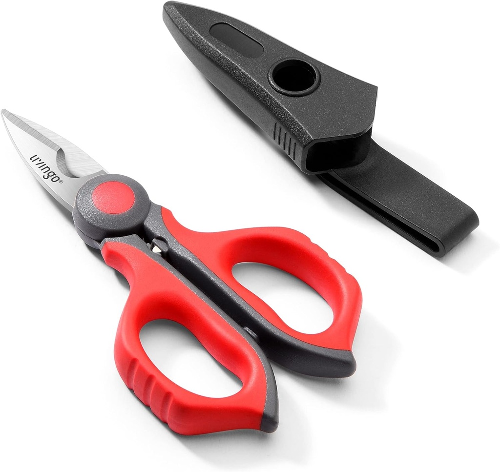 Gunting Listrik LIVINGO: 6 Inch Heavy Duty Sharp Wire - Stainless Steel Serrated Notch Blade dengan Belt Clip, Stripper Fiber Optic, Crisping Aluminium Copper Soft Cable Line