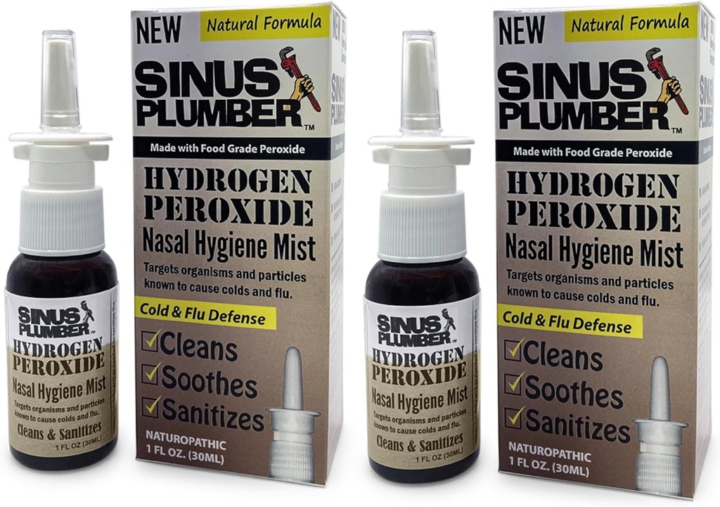 Sinus Plumber Hydrogen Peroksida Nasal Spray 2 Pack - Neutrazed Airborne Partikel untuk Nasal Hygiene dan Pertahanan Dingin Imune