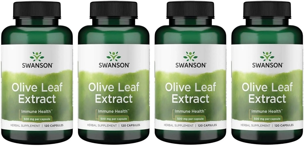 Swanson Olive Leaf Extract Capsules dengan 20% Oleuropein - (120 Capsules, 500mg Masing-masing) 4 Botol