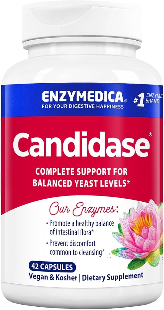 Enzymedica, Candidase, Digeptical Enzymes for Gentle Cleansing Support, Gut Health & Ditrable, 42 Count