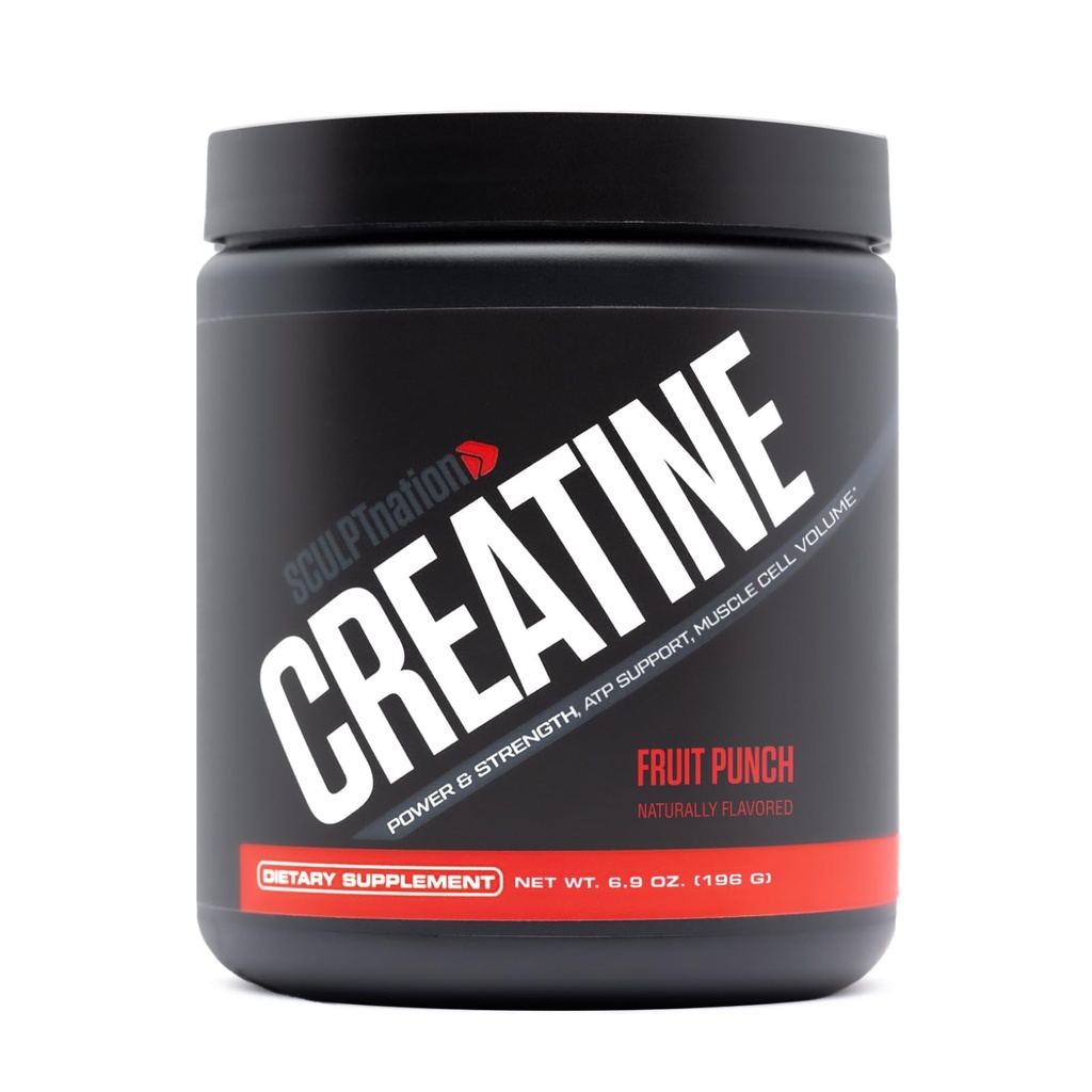Skulpt Nation oleh V Shred Creatine - Premium Creatine Monohydrate Powder untuk mendukung Muscles, Energy, dan Fungsi Otak, Fruit Punch Flavored Creatine - 30 Servings