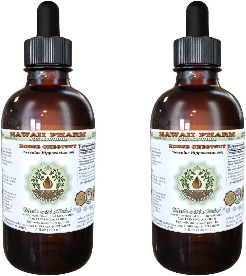Ekstrak Liquid Gratis Chestnut Kuda Kuda Horse (Aesculus hippocastanum) Dared Nut Glycerite Hawaii Pharm Natural Herbal Suplemen 2x4 oz