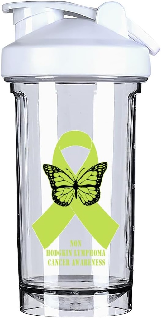 Non Hodgkin limfoma Cancer Awareness 18 Ounce Shake Bottle Drink Mixer Leak- bukti Pre Workout Protein Shakes Meal Pengganti Botol 500ML / 18 Oz Putih