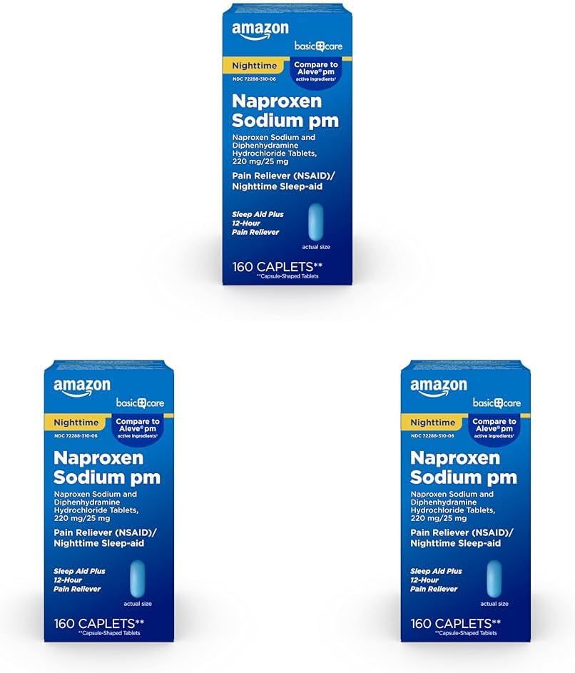 Community Care All Night Pain Relief PM, Sodium Naproxen, 220 mphenhydrochloride, 25 mg Tablet, Reliever / Nighttime Sleep-Aid, 160 Count (Paket 3)