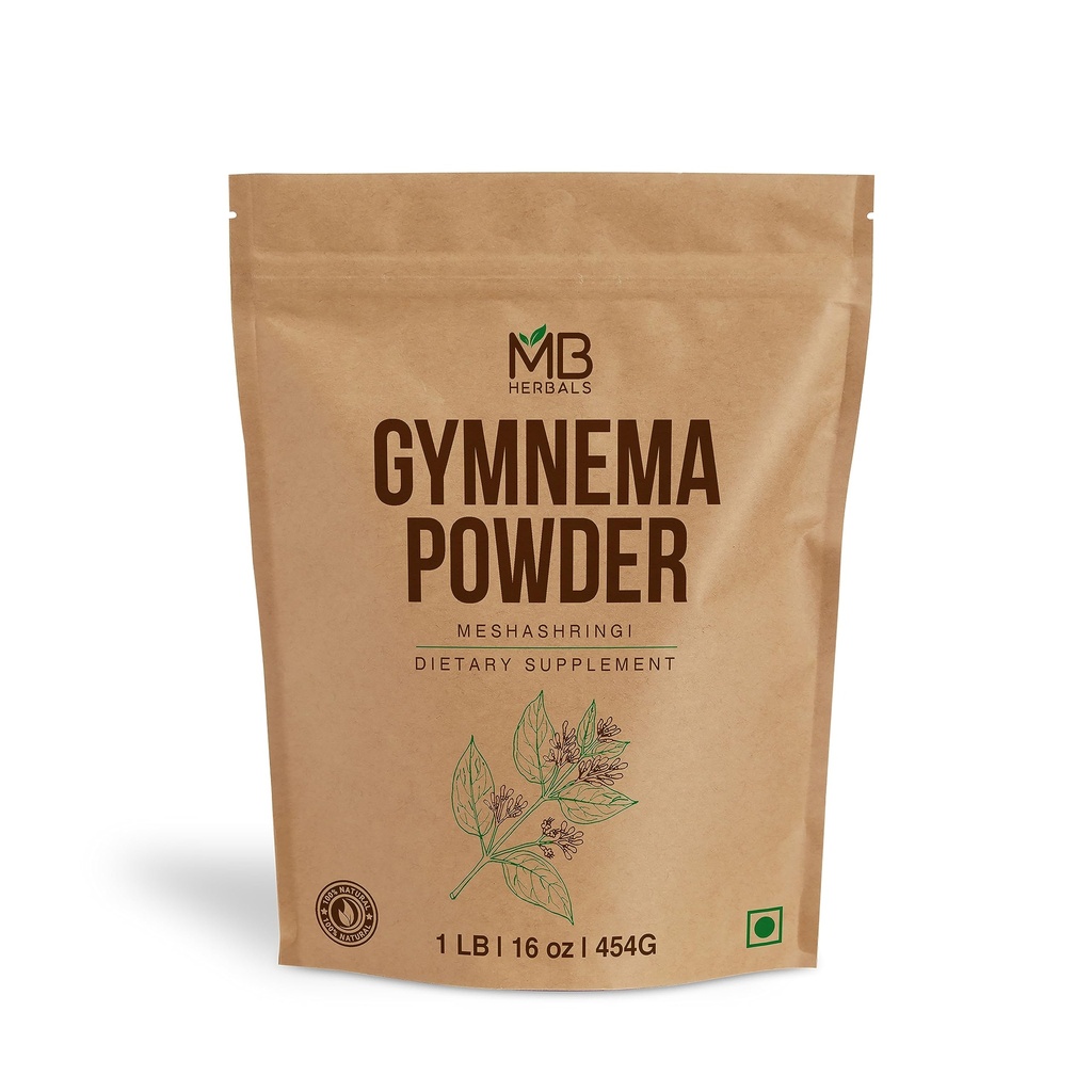 MB Herbals Gymnema Powder Leaf 1 lb / 16 oz 124; 454 Gram 14; Meshashrini Powder = 124; Gymnema Sylvestre