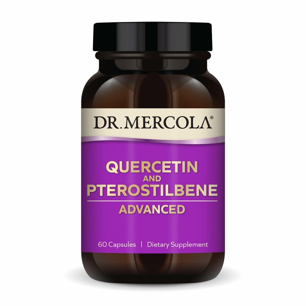 Dr. Mercola Quercetin & Pterostilbene Advanced - Support Respiratory & Imune Health - 500 mg Quercetin - High- Bioavability Formula - Non- GMO, Gluten- Free & Soy - 60 Capsules (30 Hamba)
