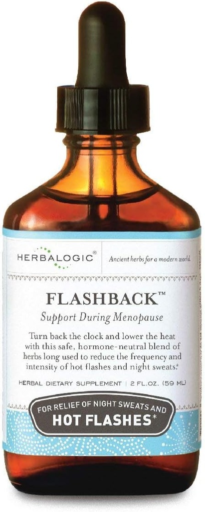 Herbalogic - Flashback Liquid Herb Drops - Natural Relief for Menopausasal Hot Flashes, Night Sweats, Sleeplessness, Irritability & Mood Swings - 2 Fl. Oz.
