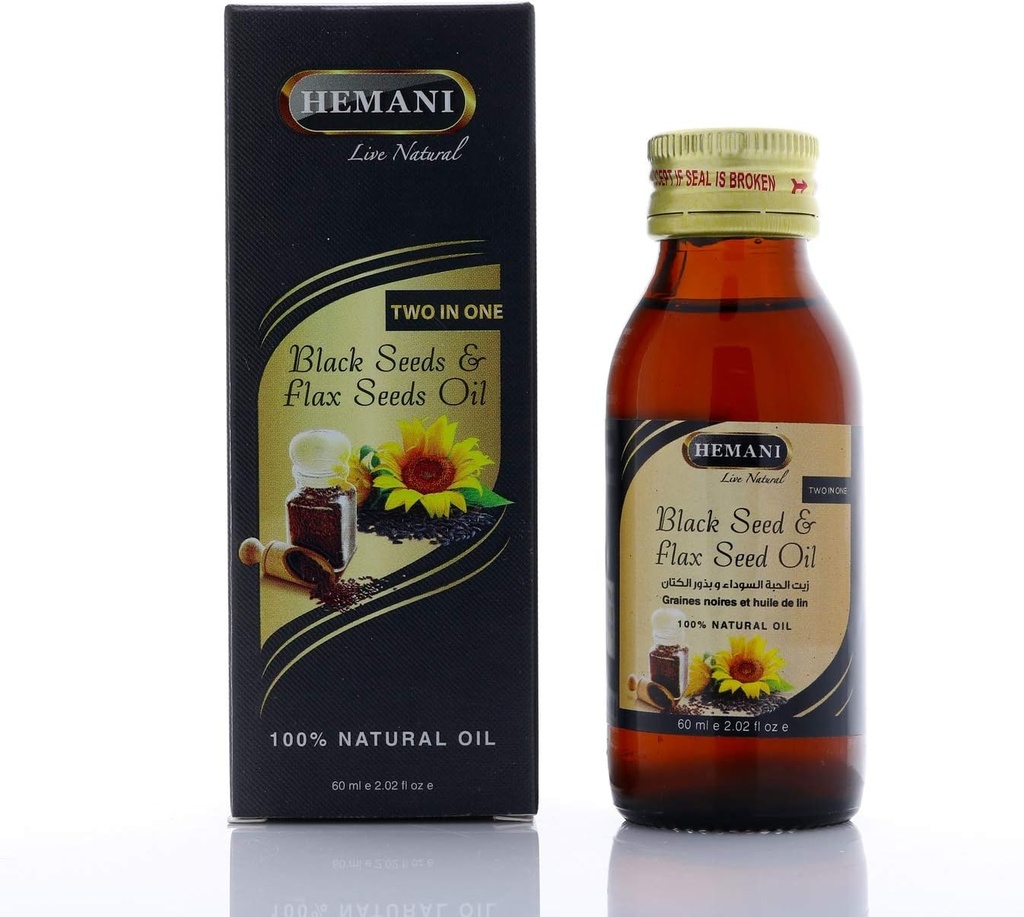 Hemani Cold- Menekan Benih Hitam dan Flax Seed Oil Blend 60m- Glum- Free, Non-GMO, High in Omega 3, 6, & 9, Support Joint, Brain, and Heart Fungsi