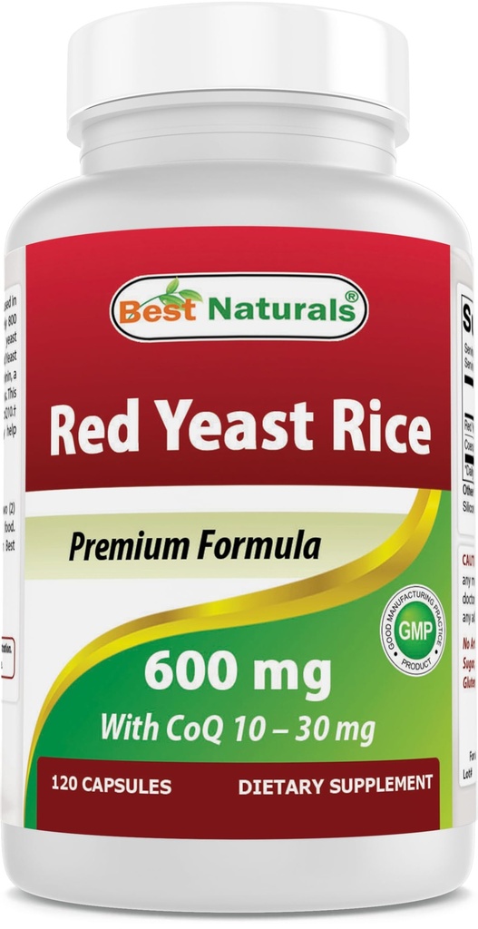 Red Yeast Rice dengan CoQ10, 120 Kapsul - Formula Kardiovaskular berisi 600 mg dari Red Yeast Rice dengan 30 mg CoQ10