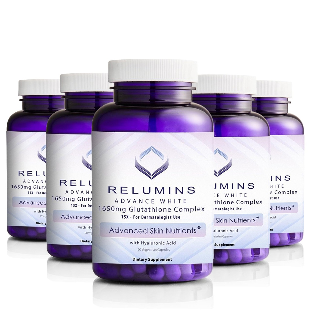 Rilis L- Glutathione Kompleks 1650mg - Antioksidan Dukungan dengan Alpha Lipoic Acid, NAC, L-Methionine, Vitamin E, Skin Health Supplemen, Dibuat di USA - 90 Vegetarian Capsules x 5 Botol