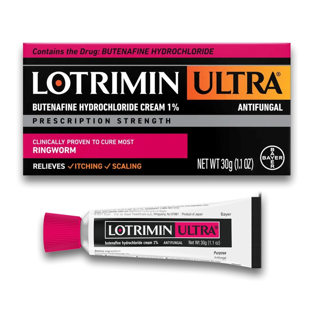 Lotrimin Ultra Ringworm Cream, Butenafine Hydrochloride 1%, Pengobatan Antifungal Efektif dari Most Ringworm, 1.1 Ounce (30 Grams)