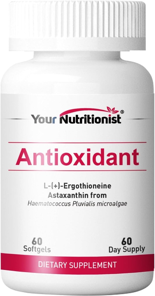 Antioksidant Softgel-Astaxanthin dari Algae, Ergothioneine - 60 Counts, 60 Day Suppply