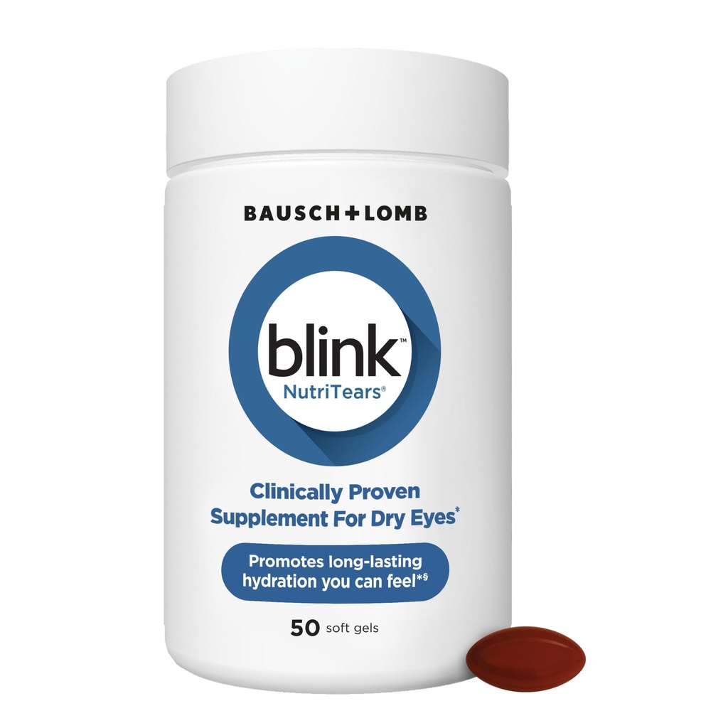 Blink NutriTears Clinically Proven Suplement for Dry Eyes, Eye Care with Lutein & Dalxanthin and Vitamin D to Hydrate Eyes from for Long- Lasting Relief, 50 Softgels