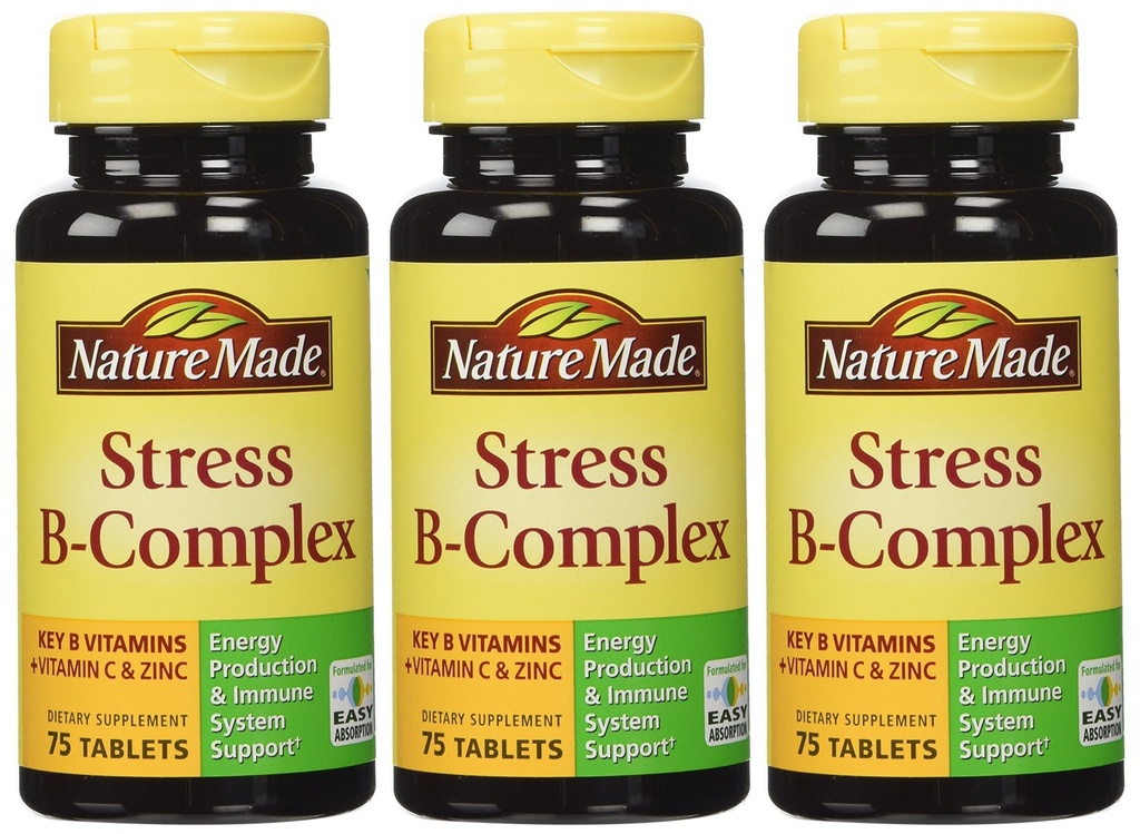 Nature Made Stress B Complex W Zinc Ukuran 75ct (Paket 3) Total 225 ct