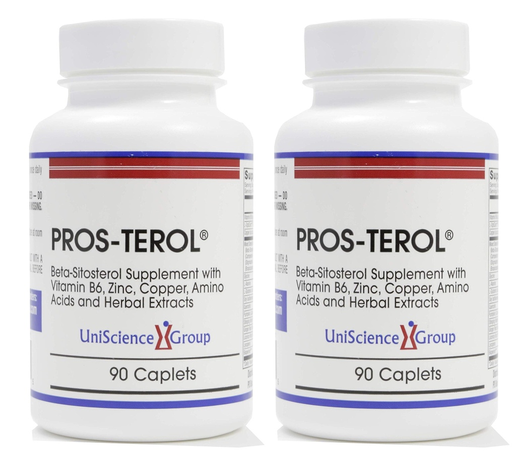 ProsterOL (2 Bottle kit), Prostate Relief dengan 900 mg Tanaman Sterns dengan Benih Pumpkin, Penyengat Akar Nettle, Ginger Root, Root Licorice Ekstrak 90 Caplets