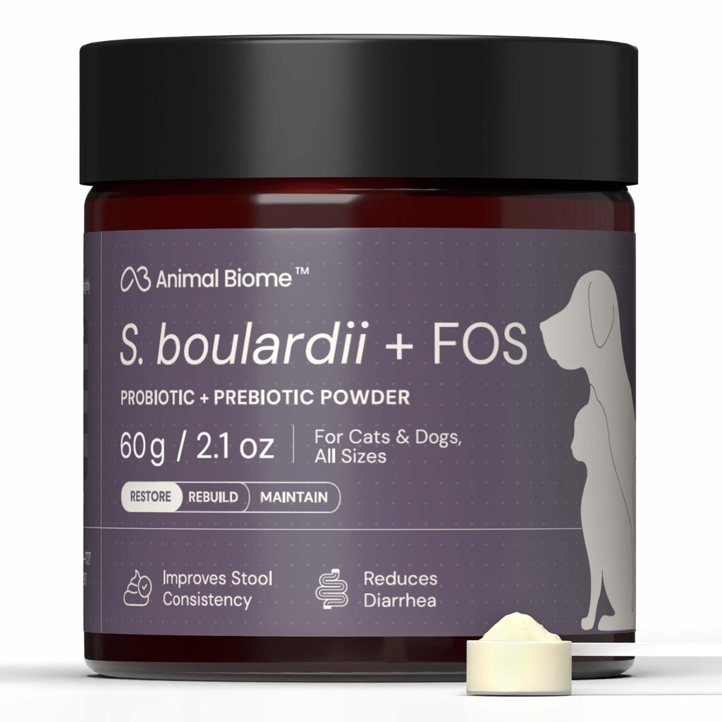 AnimalBiome Pet Propole- S. boulardii + FOS Probiotic and Prebiotic powder for Dogs and Cats 60g