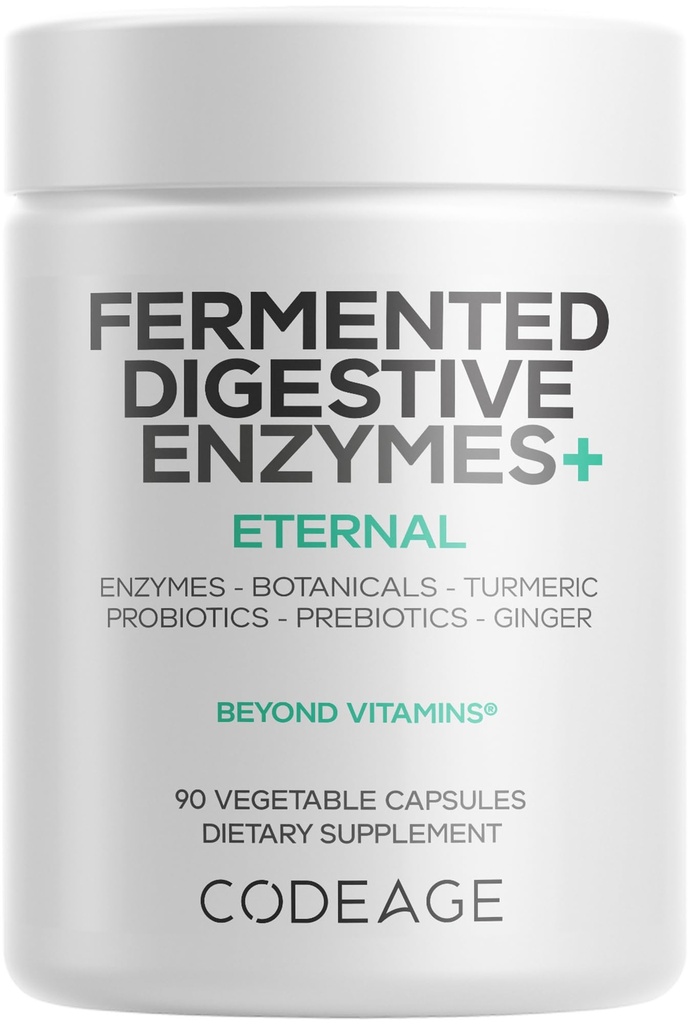 Codeage Digetical Enzymes Supplemen 3- Bulan - 14 Enzymes Digetical, Progories, Prefered Botanicals Fermented, Pembangkit Multi Pankreas Enzymes - 1 Capsule per Day - 90 Capsules