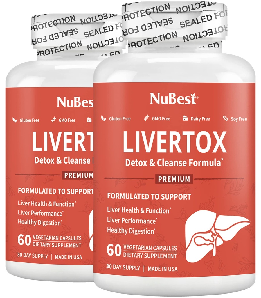 LiverTox - Advanced Liver Detox & Cleanse Formula - Herbal Liver Support dengan Milk Thistle, Turmeric, Artichoke, Dandelion, Beet & Zinc Helling Liver Fungsi & Diffic 124; Pack 2