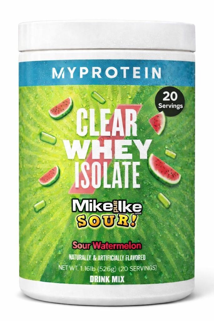 My protein Clear Whey Isolate Protein Powder, 20 Serving (1.1lbs) Fruity Mike dan Ike Sour Watermelon Drink Mix, 20g Protein per Serving, Daily Drink for Superior Performance