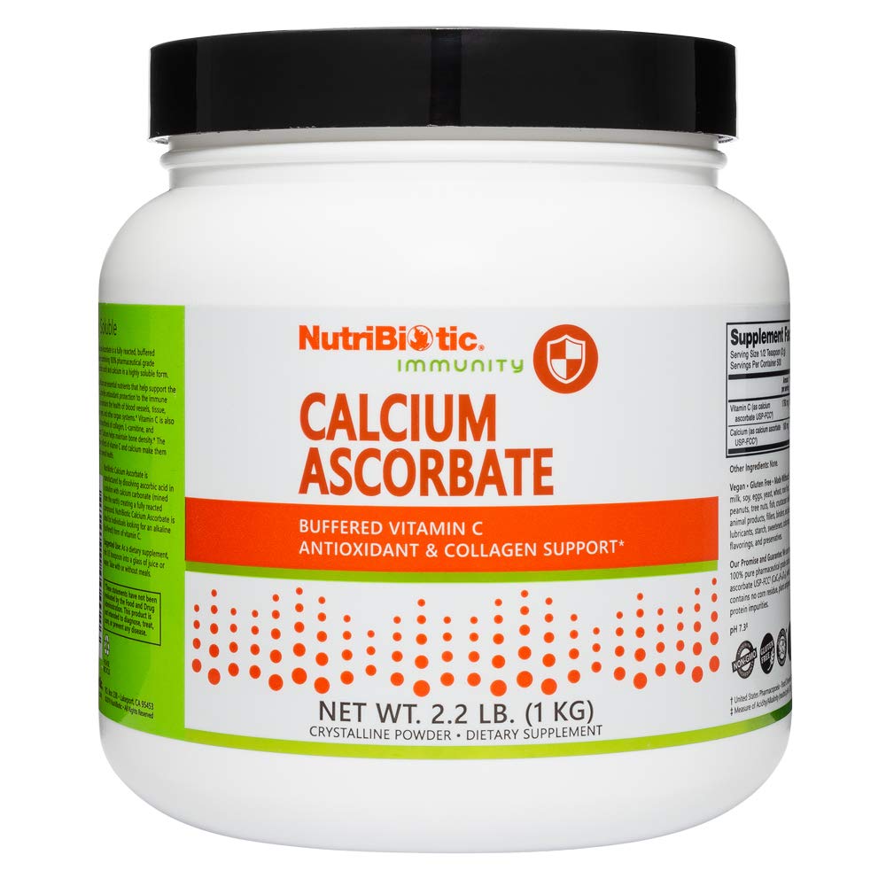 Nutribiotic Calcium Accorbate Vitamin C Powder, 2.2 Lb - Escule Antioksidant & Collagen Dukungan