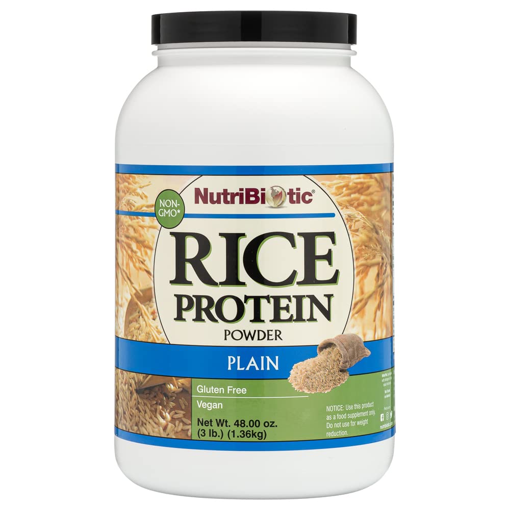 NutriBiotic Plain Protein, 3 Lb (1.36kg): 124; Karb Rendah, Vegan & Raw Protein Powder 126; Grown dan Processed Without Chemical, Gluten atau GMO 124; Keto Friendly & Easy to Digest