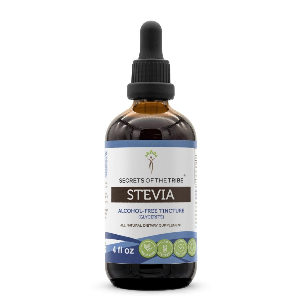 Rahasia Suku Stevenia Alcohol- Free Tincture (Glycerite) 653 mg Dibuat dengan Stevia (Steveia Rebaudiana) Dry Leaf (4 Fl Oz) Persediaan Gula Darah