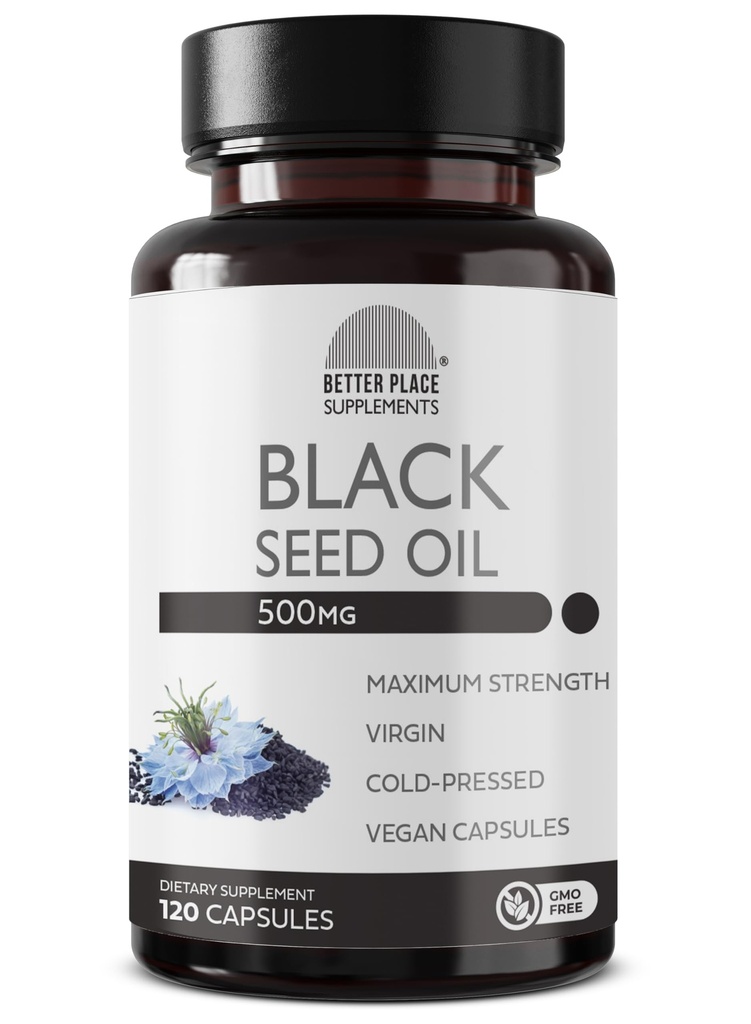 Black Seed Oil Capsules 124; (Non- GMO & Vegan) Cold- Dipressed Nigella Sativa Menyediakan Cumin Hitam Murni Minyak Semangka 124; Super Antioksidant untuk Divalry, Joints, Rambut & Skin 144g per Capsule