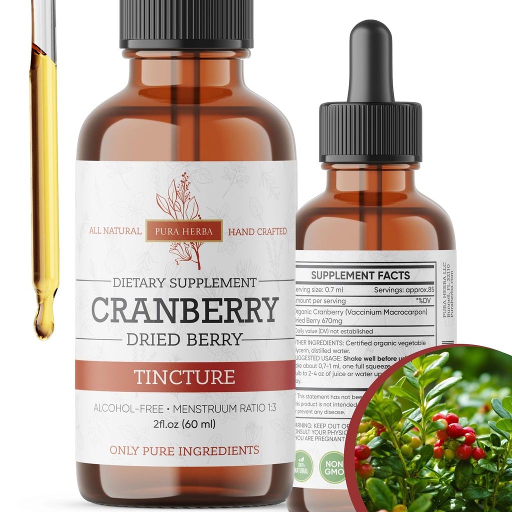 Cranberry Tincture - Organic Cranberry Extract Liquid, Alkohol