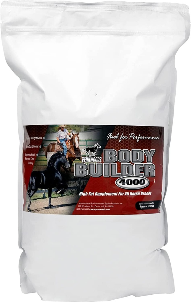 Pennwoods Body Builder 4000, Horse Weight Gain Supplement, High Fat and Energy Horse Wheight Builder with Body Conditioning Horse Vitamin, Improparts Hoof Quality - 12lb Bag
