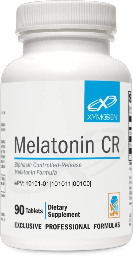 XYMOGEN Melontonin CR - Time Rilis Melonalin 5mg Suplemen dengan Vitamin B6 - Nighttime + Ammune Dukungan - Pengiriman Biphasic Melepas Cepat Kemudian Steady (90 Tambahan tablet Rilis)