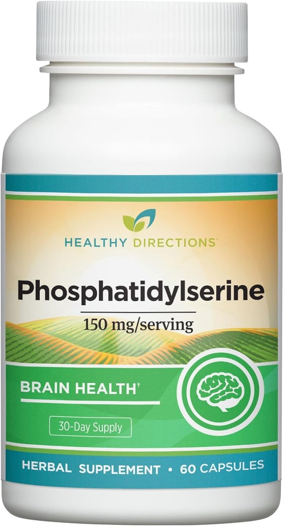 Suplemen Phosphatidyserine Arah Sehat - 150 mg / Serving, 60 Vegan Capsules untuk Kesehatan Kognitif, Fungsi Otak, dan Memori Sehat (30- Day Supply)