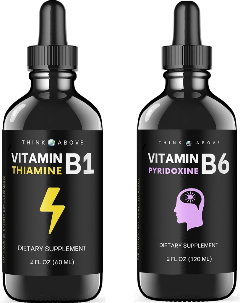Vitamin B6 dan Vitamin B1 Bundle - 2 oz Masing-masing - Cair Drops