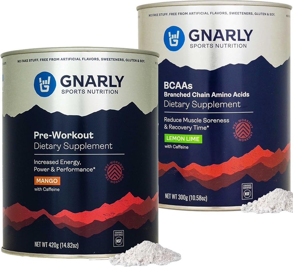 Nuklir Gnarly Pretraining Mangga (14.82oz) BCAAs Lemon Lime (10,58oz)