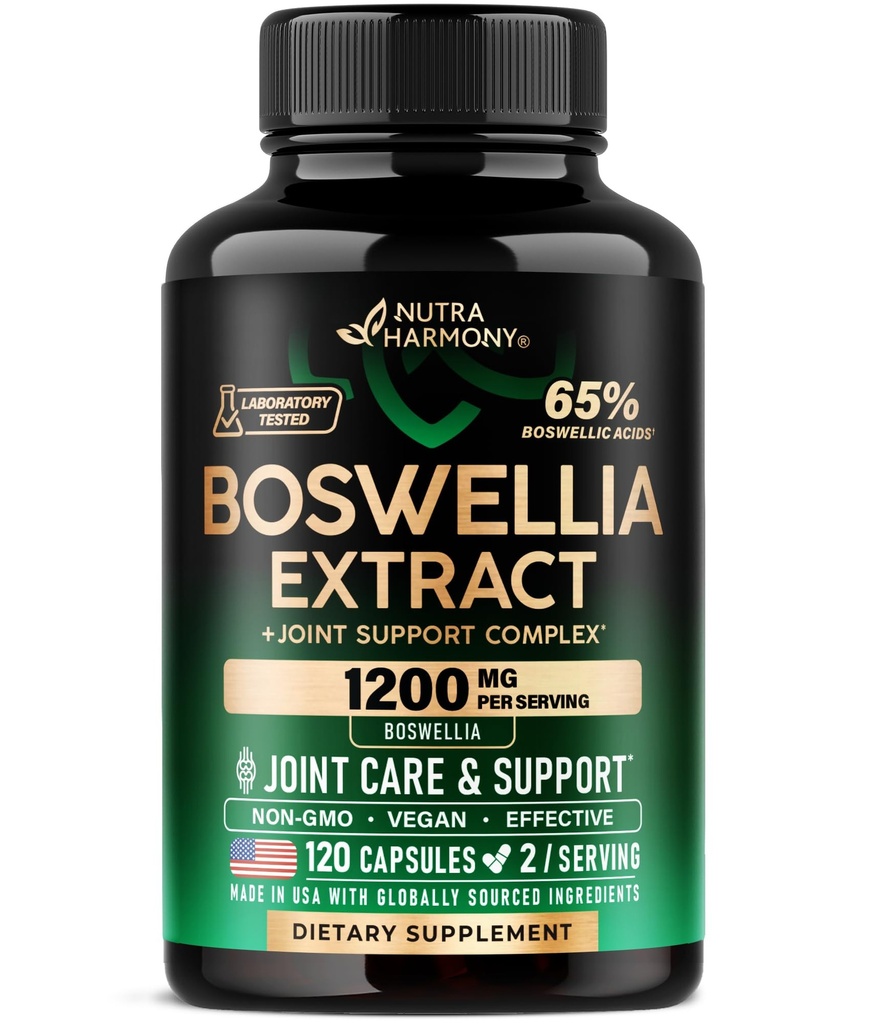 Boswellia 1200 mg - Boswellia Extract 124; Turmeric 124; Hyaluronic Acid 124; MSM 124; Sam- Comfort - Boswellia Serrata 124; 65% Boswellicc Acid - for Men & Women - Dibuat di AS - 120 Capsules