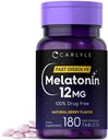 Carlyle Melonatin 12 mg Fast Dissolve 180 Tablet 126; Drug Free 124; Natural Berry Flavor 124; Vegetarian, Non- GMO, Gluten Free