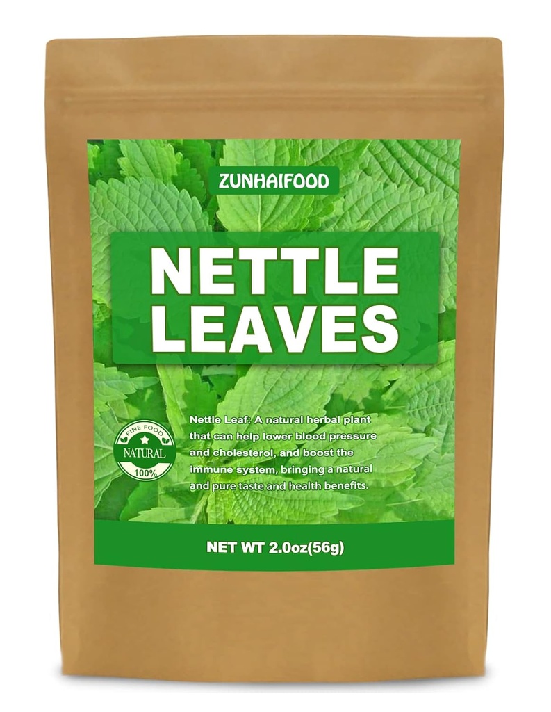 Premium Whole Nettle Leaves, Natural Nettle Leaf, 2.0 oz (56g), Paket 1, 100% Pure, Tanpa Gmo, Tanpa Alamat