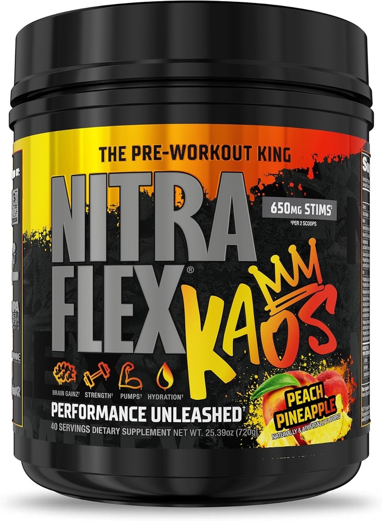 GAT SPORT Nitraflex KAOS Pre- Workout Powder (Peach Pineapple)