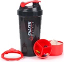 Protein Shake Bottle, 16 oz Shake Cup untuk bubuk protein dengan Penyimpanan, Sports Water Bottle, Non Slip 3 Layer Off 3oz Cups dengan Pill Tray Leak Bukti Botol Shake untuk Protein Mixes