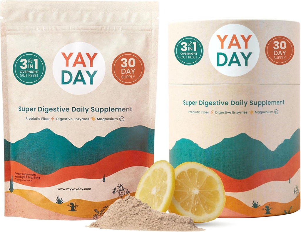 Digetical Enzymes Prebiotic Fiber Powder Bundle - Daily Gut Health + Magnesium Powder for Deep Sleep, Regularitas, Bloating & Constipation Relief - Citrus (37 Pelayan)