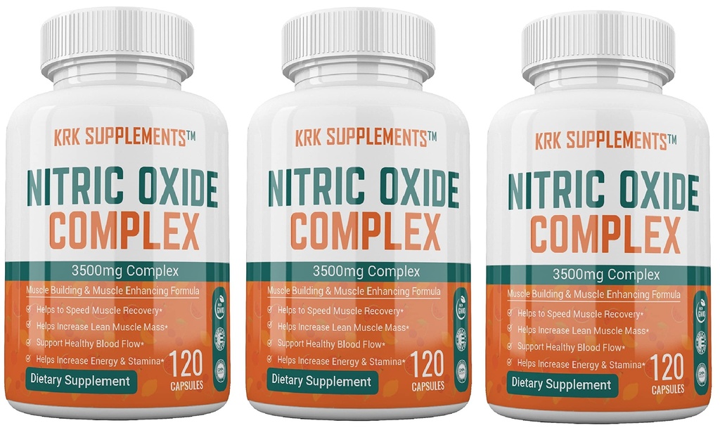 3 Botol Nitric Oxide Kompleks 3500mg Per Serving L- Arginine HCL AAKG AKG Alpha Ketoglutaline Melayani 360 Total Kapsul