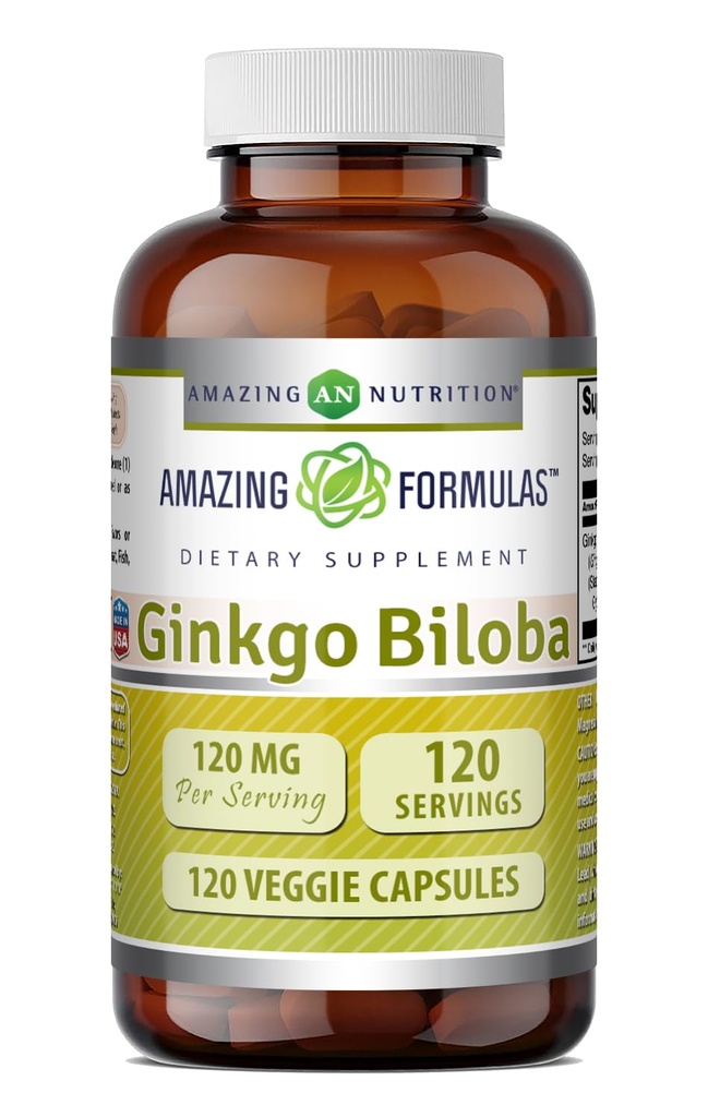 Amazing Formulas Ginkgo Biloba 120 Mg Suplemen 120 Capsules 124; Standardied ke Contain 24% Glinkgo Flavone Glycosides 12.4; Non-GMO 124; Gluten Free 124; Dibuat di AS