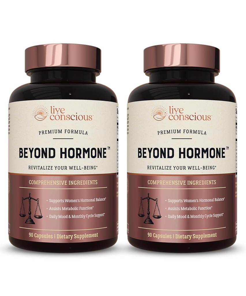 Live Conscious Beyond Hormone Daily Menopause & PMS Suplemen - Metabolism Dukungan & Estrogen Keseimbangan Untuk Perempuan - Berberine, DiM, Chaste Tree Berry, Maka Root, Myo & D- Inosiol - 90 Ct.